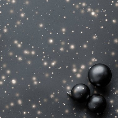 Kar glitter parlaklık ile Siyah Noel baubles, lüks marka wi