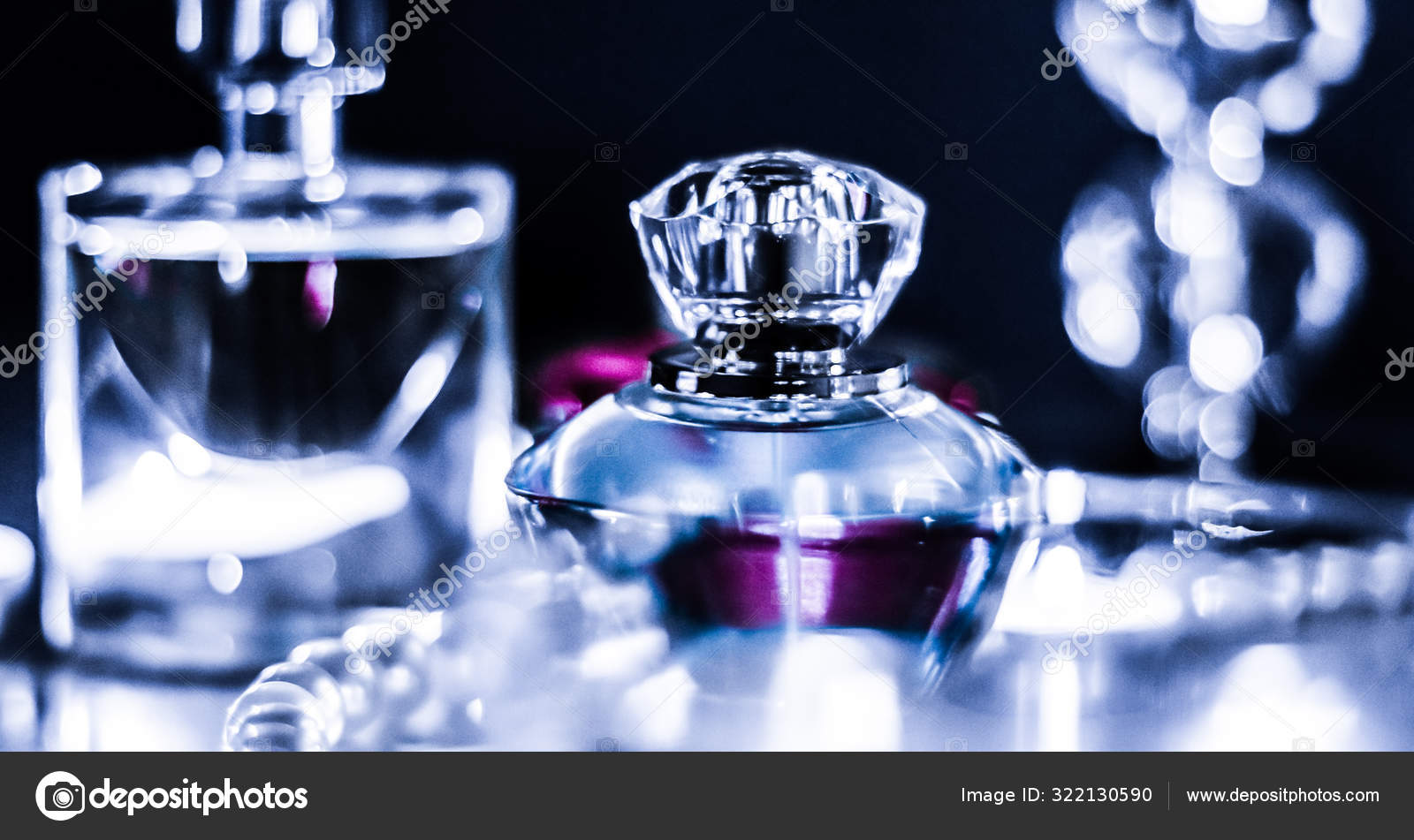 Perfume Bottle And Vintage Fragrance On, Glamour Vanity Table