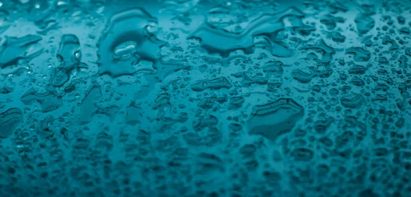 Νερό υφή αφηρημένο φόντο, aqua σταγόνες σε τυρκουάζ γυαλί — Φωτογραφία Αρχείου