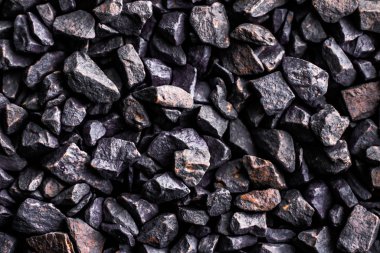 Soyut arkaplan dokusu olarak gri taş çakıl taşları, manzara yayı