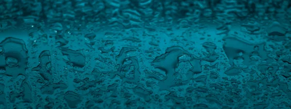 Textura da água fundo abstrato, gotas de água em vidro turquesa — Fotografia de Stock