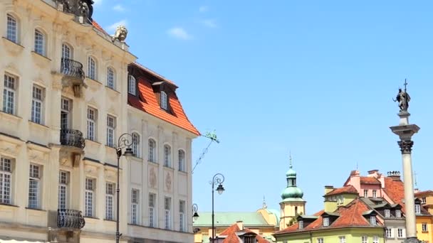 Varsavia Città Vecchia e Piazza del Palazzo, Polonia in estate — Video Stock