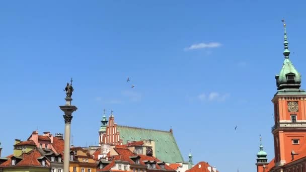 Warszawski Rynek Starego Miasta i Pałacu, Polska latem — Wideo stockowe