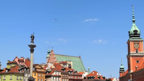 Warszawa Gamla stan och Palatstorget, Polen på sommaren — Stockvideo