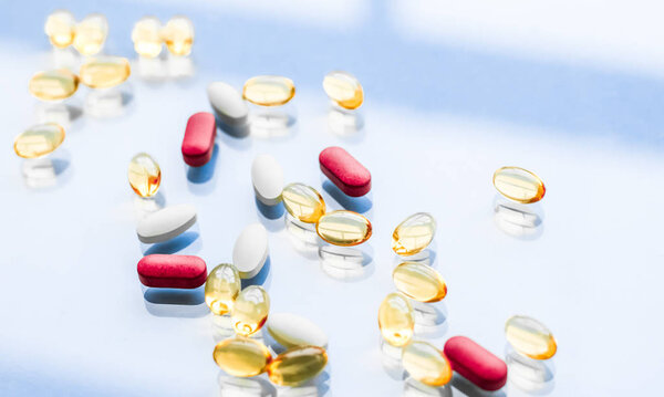 Pills and capsules for diet nutrition, anti-aging beauty supplem