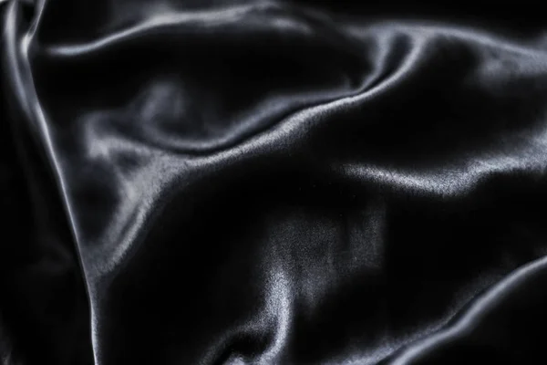 Luxury black soft silk flatlay background texture, holiday glamo — Stock Photo, Image