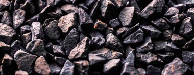 Soyut arkaplan dokusu olarak gri taş çakıl taşları, manzara yayı