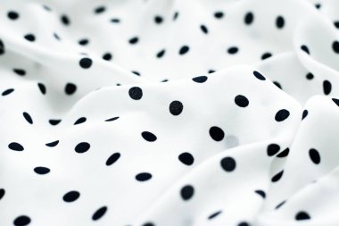 Klasik Polka kumaş arka plan dokusu nokta, Whit üzerinde siyah noktalar