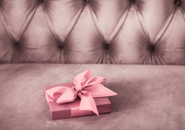 İpek şerit ile Vintage lüks tatil allık pembe hediye kutusu ve 