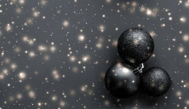 Kar glitter parlaklık ile Siyah Noel baubles, lüks marka wi