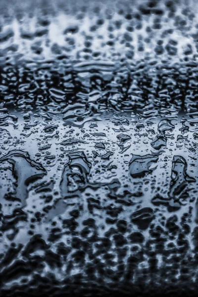 Water texture abstract background, aqua drops on silver glass as — Stock Photo, Image