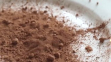 Organic cocoa powder food ingredient, premium brand cacao for homemade cooking recipe, natural sweet dessert for healthy diet and flavour for pastry and tasty drinks