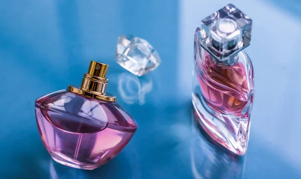 Perfumery Spa Branding Concept Pink Perfume Bottle Glossy Background Sweet — Stock Photo, Image