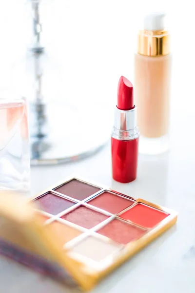 Make Prodotti Cosmetici Vanity Table Beauty Fashion Close — Foto Stock