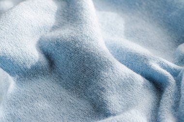 İç tasarım için arka plan olarak kaliteli mavi kumaş dokusu, dekoratif tekstil