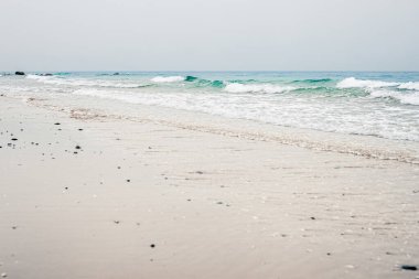 Güzel deniz ya da okyanus ufku, tropikal kumsal manzarası, yaz tatili seyahati ve tatil beldesi