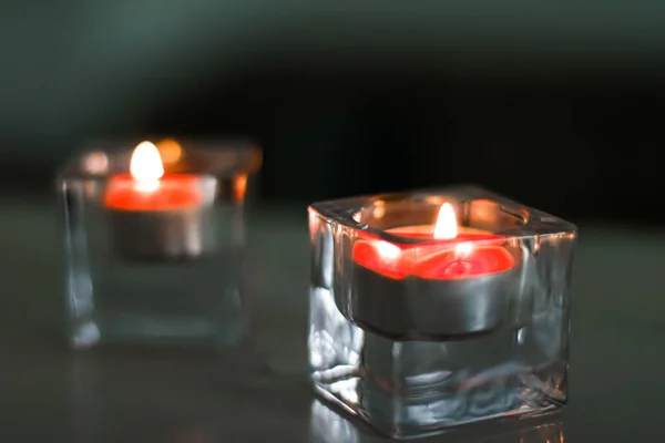 Aromatische kaarsen voor romantische sfeer thuis, interieur en decor — Stockfoto