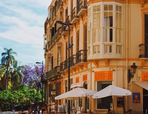 Calles de Málaga, la capital de Andalucía en España, arquitectura del sur de Europa y edificios históricos —  Fotos de Stock