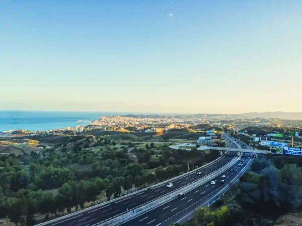 Vista aérea da região da Andaluzia em Espanha e Mar Mediterrâneo, bela natureza no verão — Fotografia de Stock