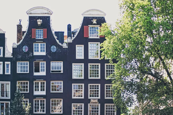 Rua principal no centro da cidade de Amsterdã, na Holanda — Fotografia de Stock