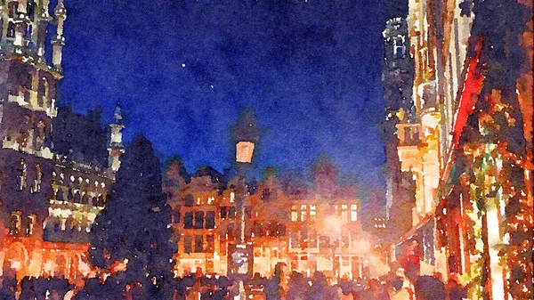 Aquarela Art Print, Viajar na Europa Cena — Fotografia de Stock