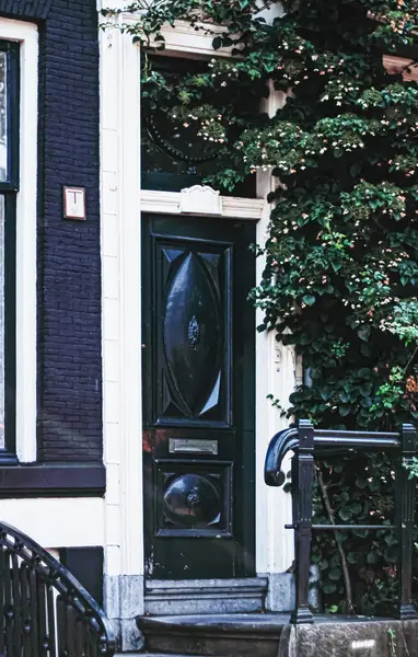 Hollanda, Amsterdam 'ın merkez caddesindeki bir binanın mimari ayrıntıları. — Stok fotoğraf