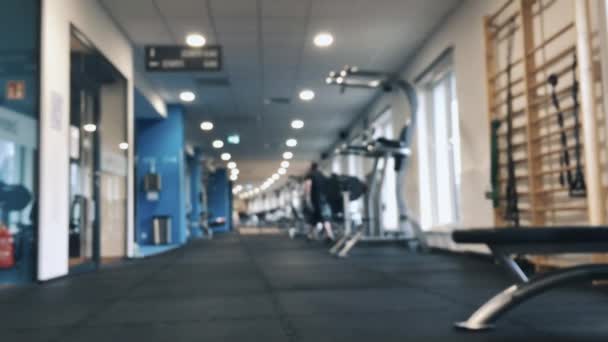 Blurred view of a gym club — Stock Video
