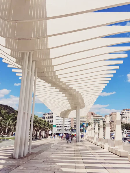 Palmeral De Las Sorpresas en Málaga, la capital de la región de Andalucía en España, hito diseñado por el arquitecto Santiago Calatrava — Foto de Stock