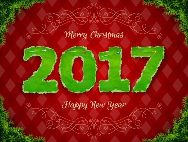 Yeni yıl 2017 of buruşuk kağıt tutturulmuş pin