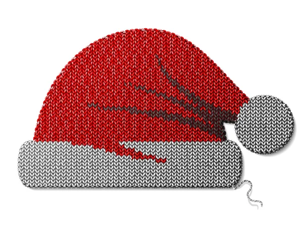 Santa Claus hat of knitted fabric isolated on white — Stock Vector