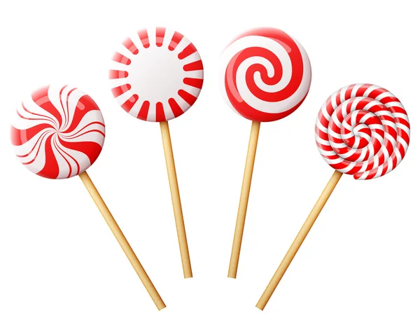 Set of christmas candy on wooden stick — Stock Vector