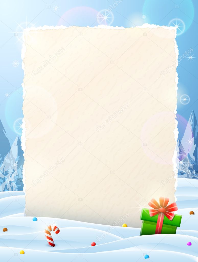 Paper for christmas list sticking out of snow