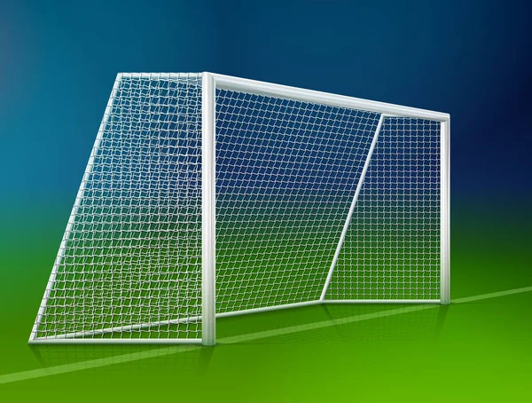 Puesto de gol de fútbol con neto, vista lateral — Vector de stock