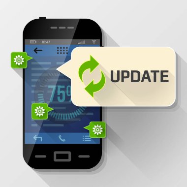 güncelleştirme hakkında mesaj kabarcık ile Smartphone