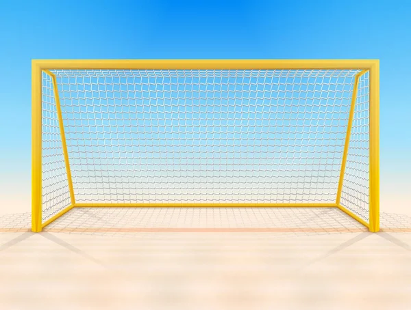 Pólo de gol de futebol de praia com net, vista frontal — Vetor de Stock