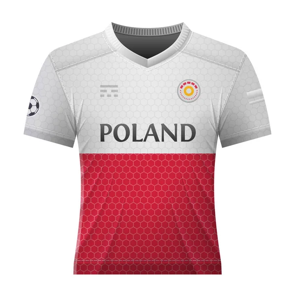 Piłka nożna koszulki w kolorach flagi Polski — Wektor stockowy
