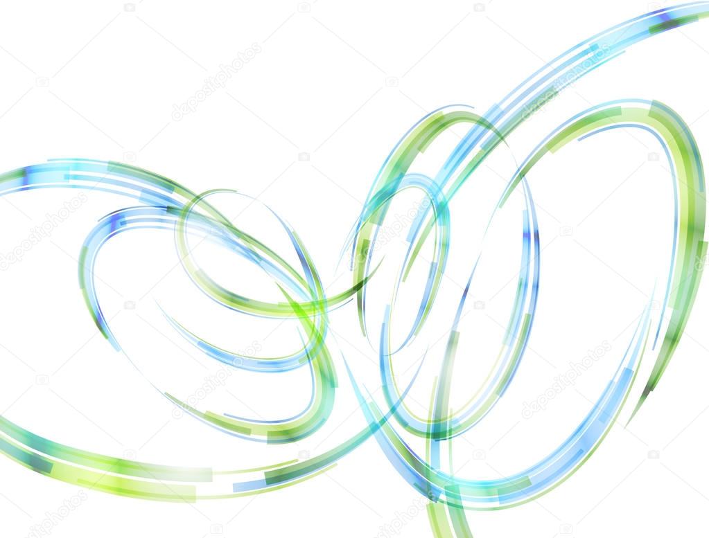 Abstract spiral stripes in form of loops and arcs