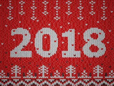 Yeni yıl 2018 kartı örme doku ile