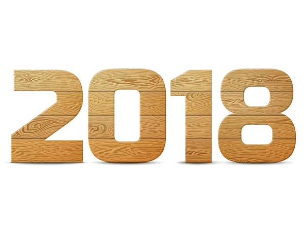 Tahun Baru 2018 dari kayu yang diisolasi pada latar belakang putih - Stok Vektor
