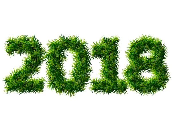 Ano Novo 2018 de ramos de árvore de Natal isolados em branco — Vetor de Stock