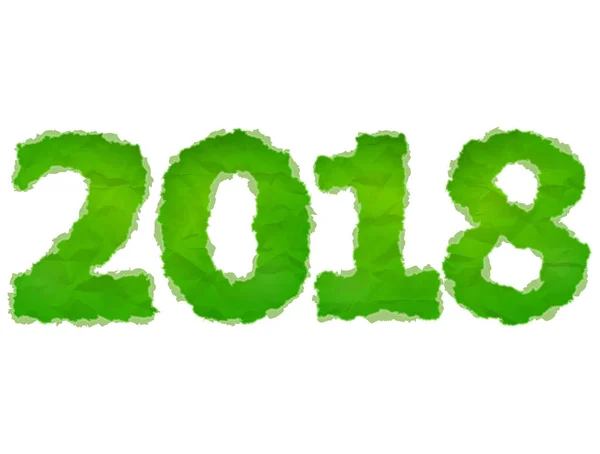 Yeni yıl 2018 ve beyaz arka plan üzerinde izole kağıt buruşuk — Stok Vektör