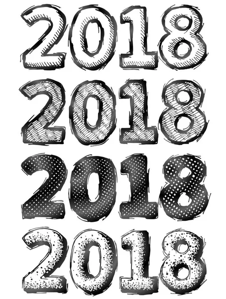 Ručně tažené nový rok 2018 — Stockový vektor