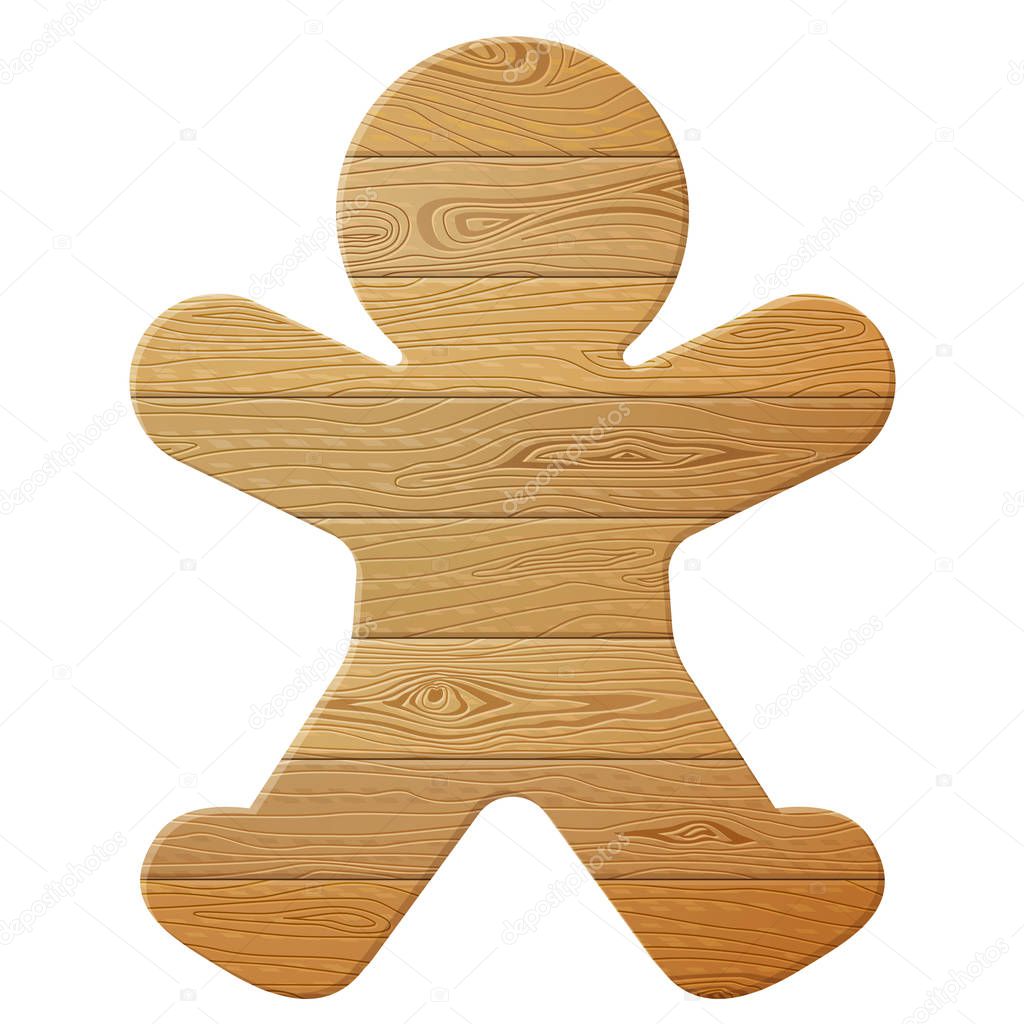 Gingerbread man of wood isolated on white background