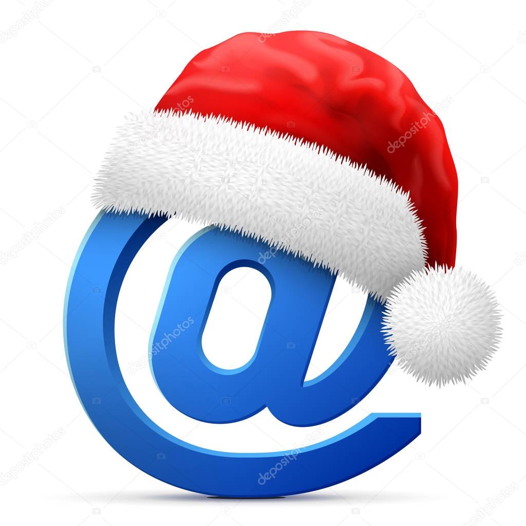 Email symbol in red Santa Claus hat