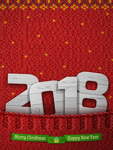 Yeni yıl 2018 of ahşap örme cebinde — Stok Vektör