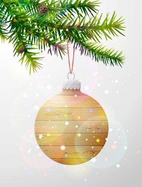 Ahşap dekoratif biblo ile Noel ağacı dalı