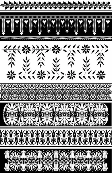 Griekse patronen met bloemen — Stockvector