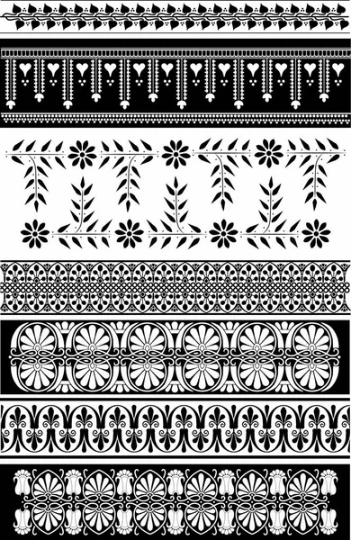 Motifs grecs avec des fleurs — Image vectorielle