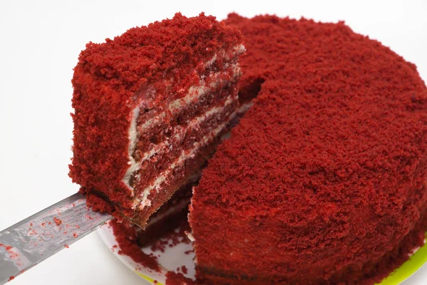 Jasně červený dort zvaný červený samet — Stock fotografie