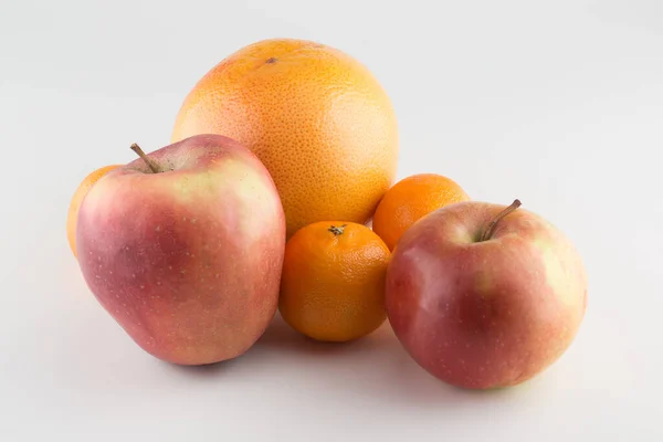 Food Related Apples Orange Izolowane Białym Tle — Zdjęcie stockowe